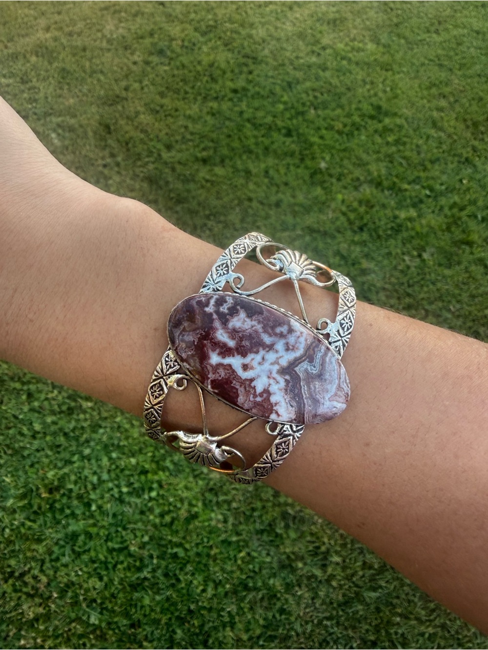 Mexican Crazy Lace Agate Cuff Bracelet